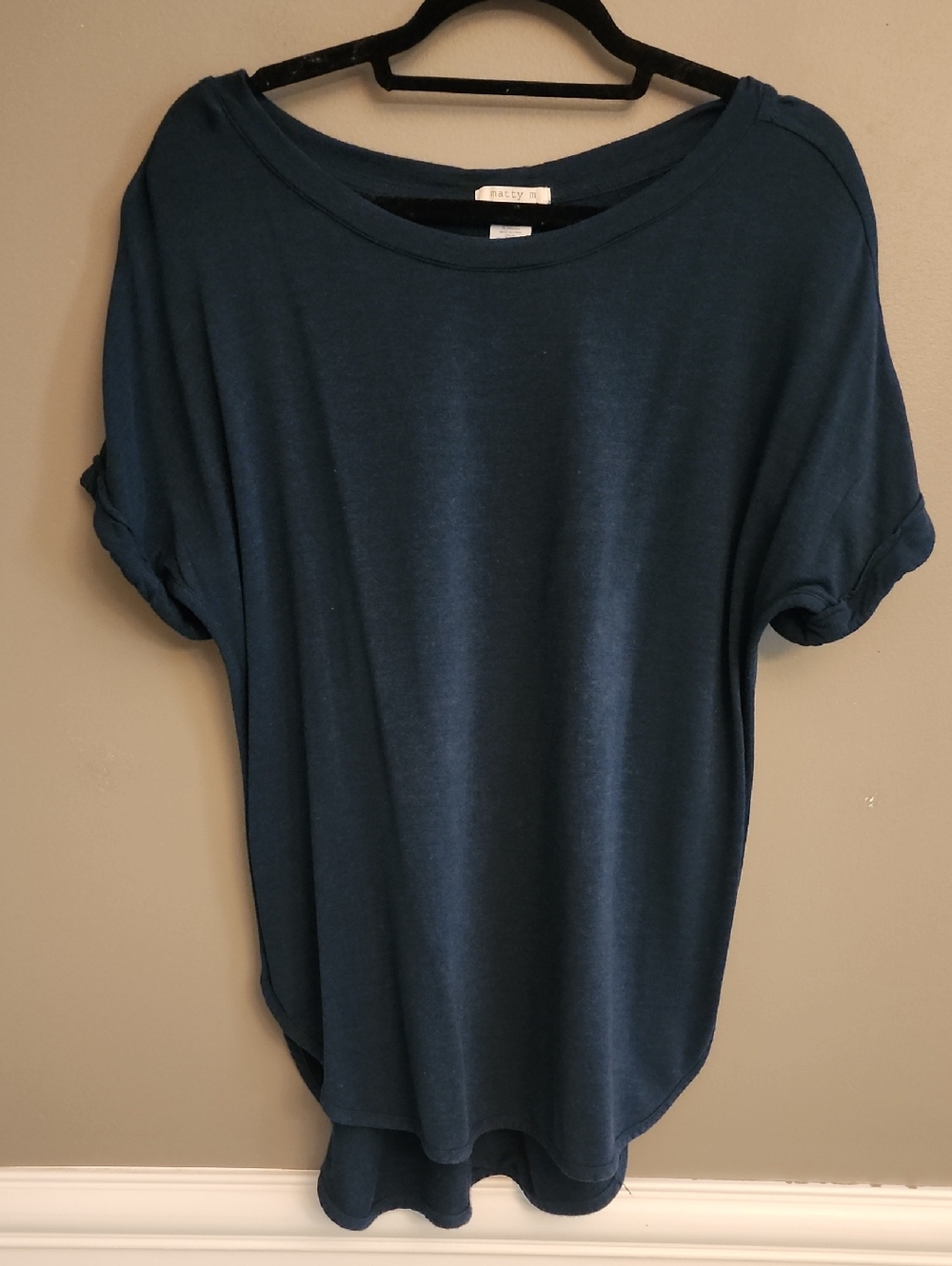 Matty M Dark Teal-Blue Short Sleeve Relaxed Tee
